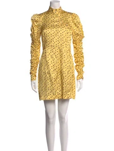 Pre-owned Shrimps Polka Dot Print Mini Dress In Yellow