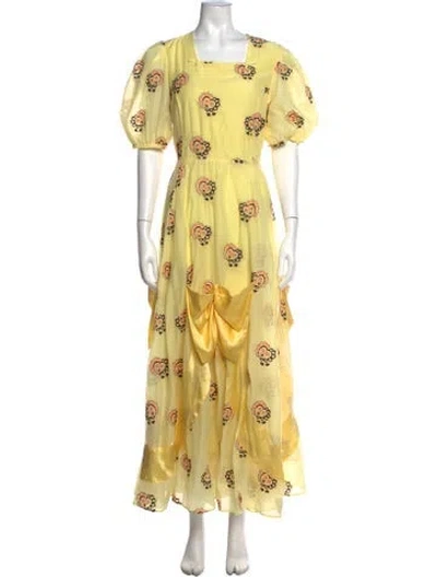 Pre-owned Shrimps Printed Long Dress In Yellow