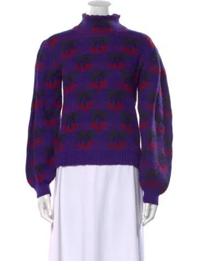 Pre-owned Shrimps Printed Mock Neck Sweater In Purple
