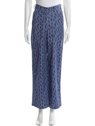 Pre-owned Shrimps Printed Wide Leg Pants In Purple