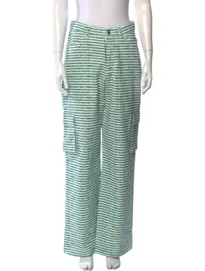 Pre-owned Shrimps Printed Wide Leg Pants W/ Tags In Green