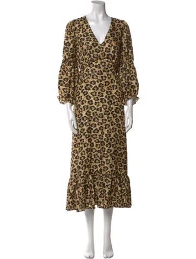 Pre-owned Shrimps Silk Long Dress In Neutral