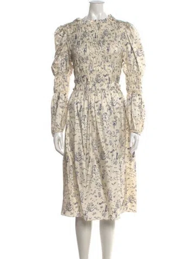 Pre-owned Shrimps Silk Midi Length Dress In Neutrals