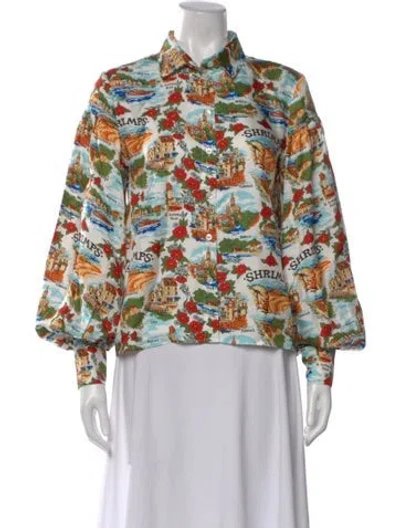 Pre-owned Shrimps Silk Printed Blouse In Multi