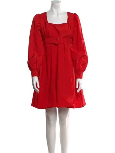 Pre-owned Shrimps Square Neckline Mini Dress In Red