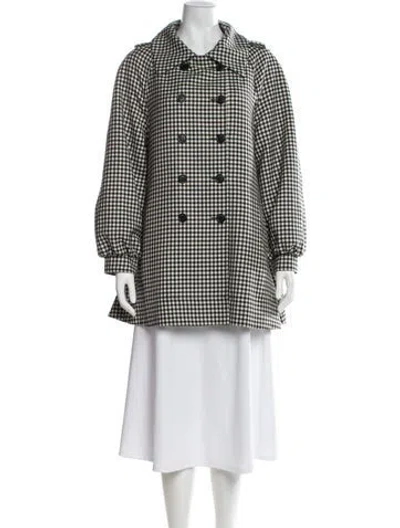 Pre-owned Shrimps Virgin Wool Plaid Print Peacoat In Multi