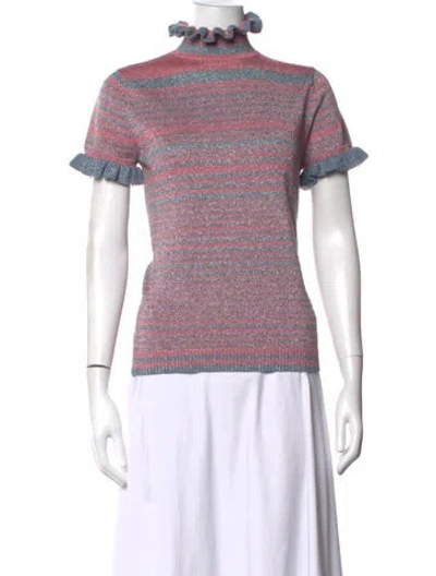 Pre-owned Shrimps Wool Striped Top In Blue/pink