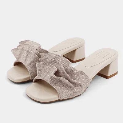 Shu Shop Frances Ruffle Slide Sandal In Natural In White