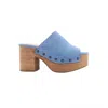 Shu Shop Gina Studded Platform Block Heel Clogs In Denim In Multi