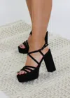 Shu Shop Goldie Heels In Black Suede In Multi