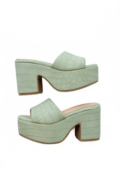 Shu Shop Serenity Platform Heel In Sage Croc In Green