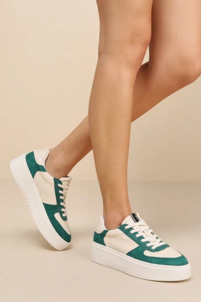 Shu Shop Shirley Forest Green Color Block Flatform Sneakers In Blue