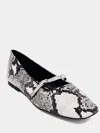 Shu Shop Women's Adele Ballet Flat In Black And White Snake