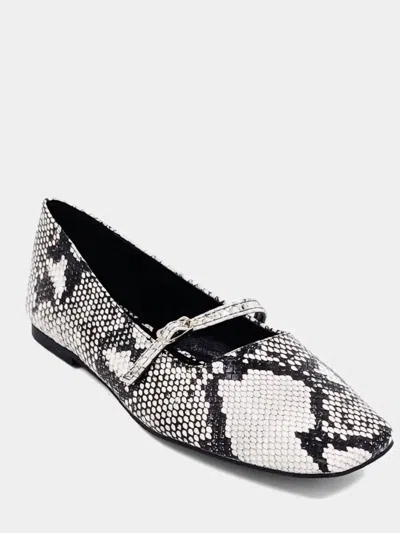Shu Shop Women's Adele Ballet Flat In Black And White Snake