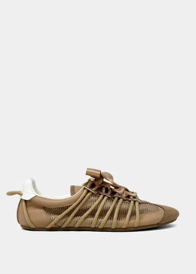 Shu Shop Women's Bow Lace Retro Ballet Sneakers In Taupe In Brown