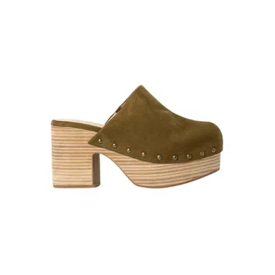 Shu Shop Women's Gigi Suede Platform Clog In Olive In Green