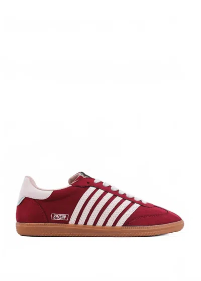 Shu Shop Women's Stevie Striped Suede Sneakers In Wine In Burgundy
