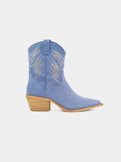 Shu Shop Women's Zahara Suede Cowboy Boots In Blue