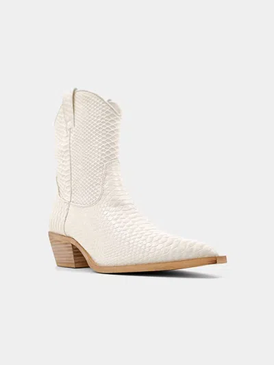 Shu Shop Women's Zouzou Faux Snakeskin Leather Booties In Bone In White