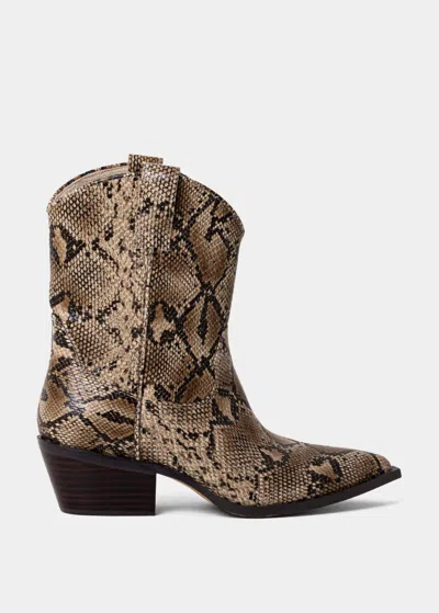 Shu Shop Women's Zouzou Western Boot In Natural Snake In Blue