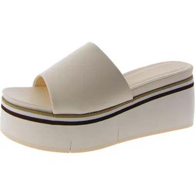 Shu Shop Womens Faux Leather Slip On Platform Sandals In Beige