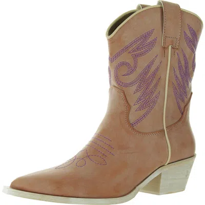 Shu Shop Zahara Womens Faux Leather Contras Cowboy, Western Boots In Multi