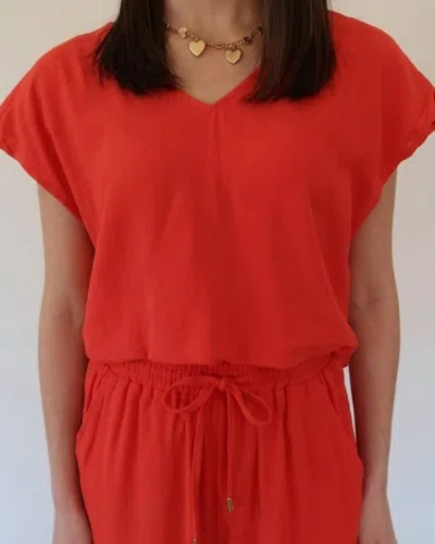 Shug Sissy Short Sleeve Top In Red In Multi