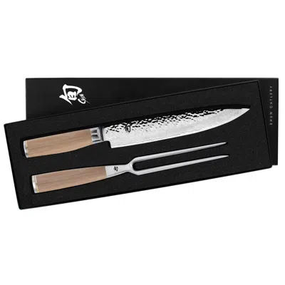Shun Premier Blonde 2 Piece Carving Set With 9.5 Inch Slicing Knife And Carving Fork In Brown
