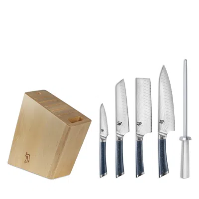 Shun Shiranami 6 Piece Knife Block Set In Blue