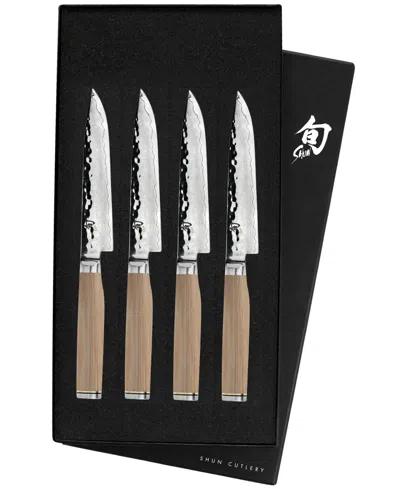 Shun Stainless Steel Premier Blonde 4 Pc Steak Knife Boxed Set In Beige