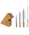 SHUN STAINLESS STEEL PREMIER BLONDE 5 PC STARTER SET: PARING 4", UTILITY 6.5", CHEF'S 8", SATIN STEEL COM