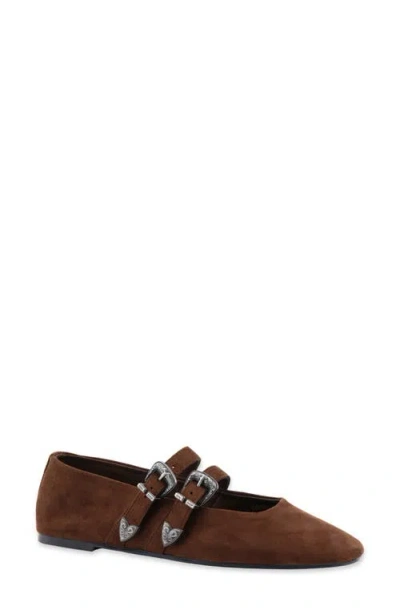 Shushop Albany Faux Leather Flat In Brown
