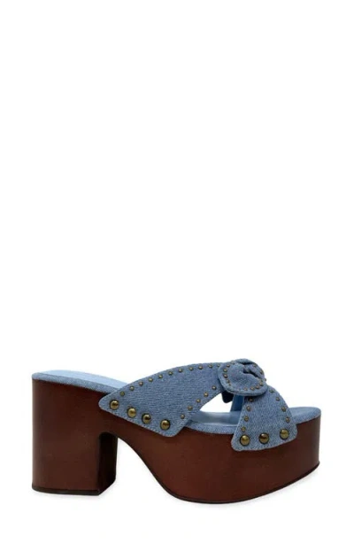 Shushop Eliza Platform Slide Sandal In Blue