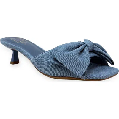 Shushop Ella Kitten Heel Slide Sandal In Blue