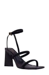 Shushop Evangeline Block Heel Sandal In Black Woven