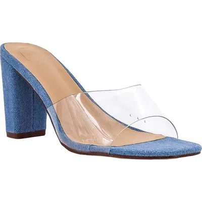 Shushop Frida Block Heel Slide Sandal In Denim