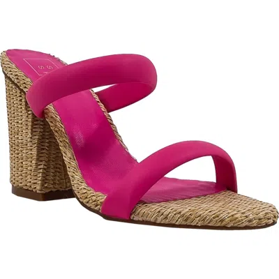 Shushop Gardenia Wicker Block Heel Slide Sandal In Magenta