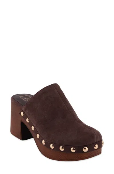 Shushop Geneva Suede Clog Mule In Brown