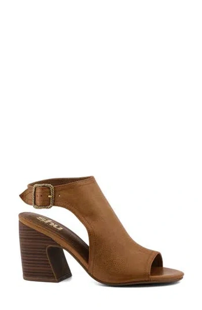 Shushop Ghita Faux Leather Block Heel Sandal In Brown