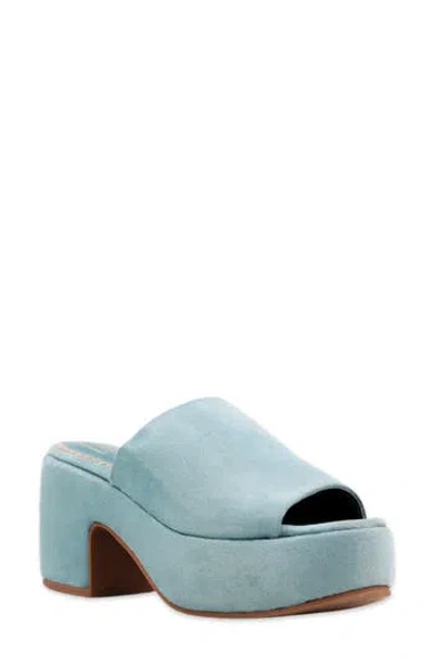 Shushop Gypsy Platform Slide Sandal In Blue
