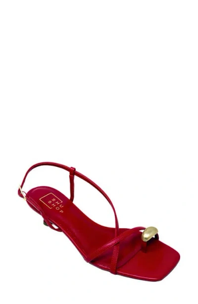 Shushop Harper Slingback Kitten Heel Sandal In Red