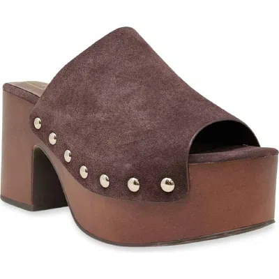 Shushop Hayden Faux Leather Platform Mule In Brown Suede