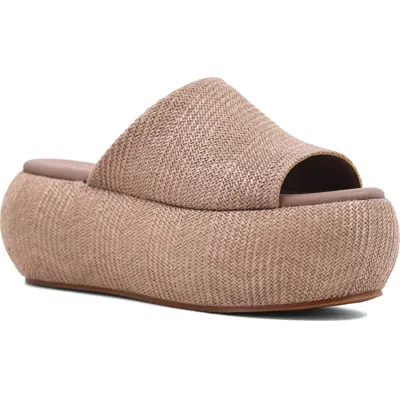 Shushop Ilana Platform Slide Sandal In Brown