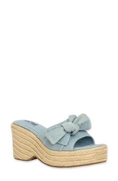 Shushop Ingrid Platform Espadrille Slide Sandal In Blue