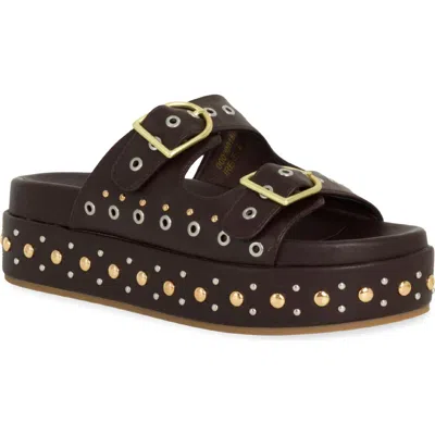 Shushop Irene Platform Slide Sandal In Brown