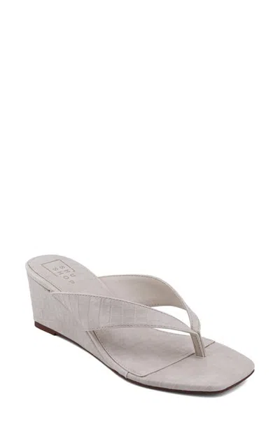 Shushop Jackie Croc Embossed Wedge Sandal In Gray