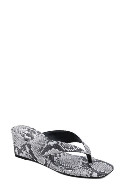 Shushop Jackie Croc Embossed Wedge Sandal In Gray