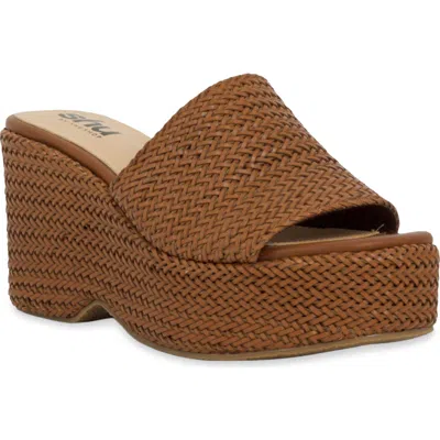 Shushop Josie Platform Slide Sandal In Brown
