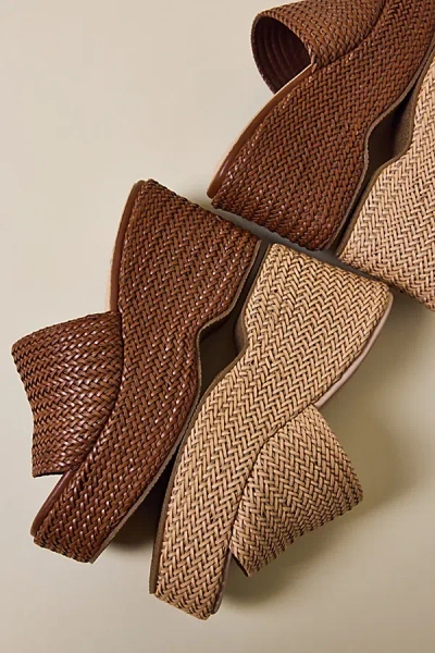 Shushop Josie Woven Wedge Sandal In Tan, Women's At Urban Outfitters In Brown