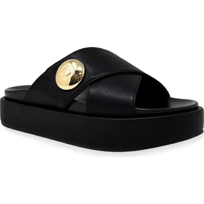 Shushop Katie Platform Slide Sandal In Black
